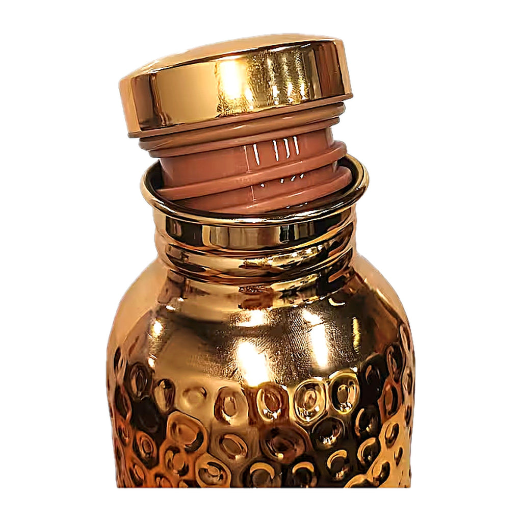 100% Pure Copper Water Bottle 34oz (1000ml) – Hammered Finish, Leak Proof Ayurvedic Drinking Bottle for Yoga & Gym