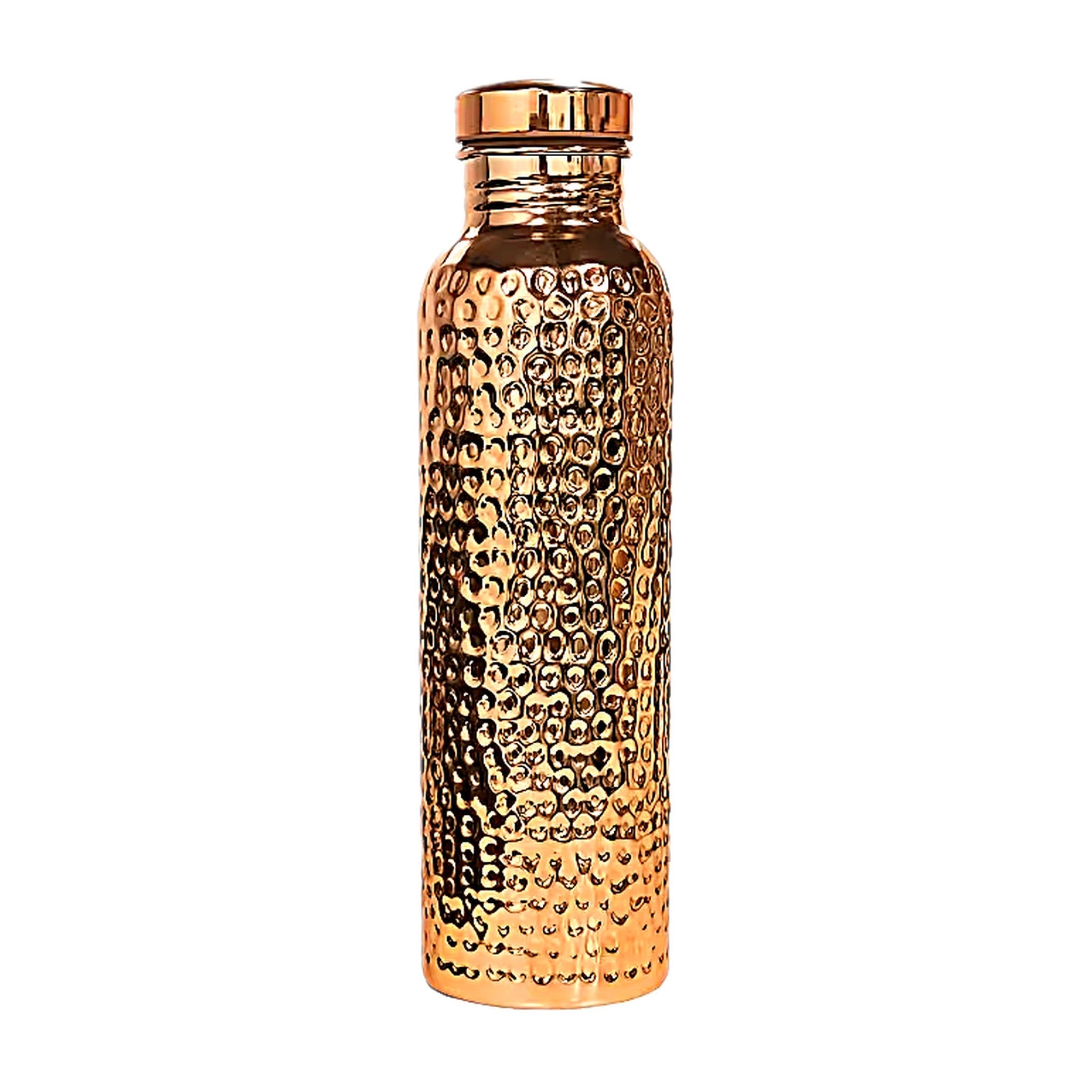 100% Pure Copper Water Bottle 34oz (1000ml) – Hammered Finish, Leak Proof Ayurvedic Drinking Bottle for Yoga & Gym