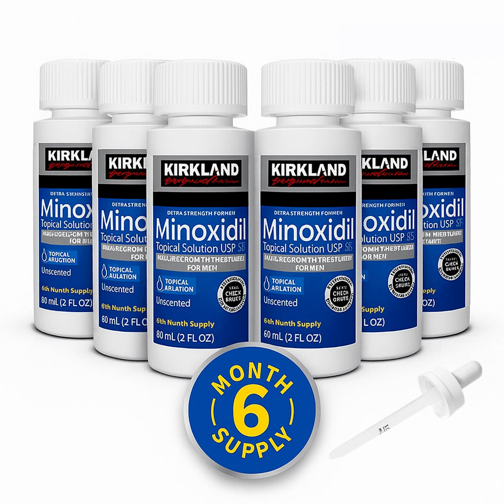 Kirkland Minoxidil Liquid Extra Strength Hair Regrowth Treatment, 5% Topical Solution, 6 Months Supply