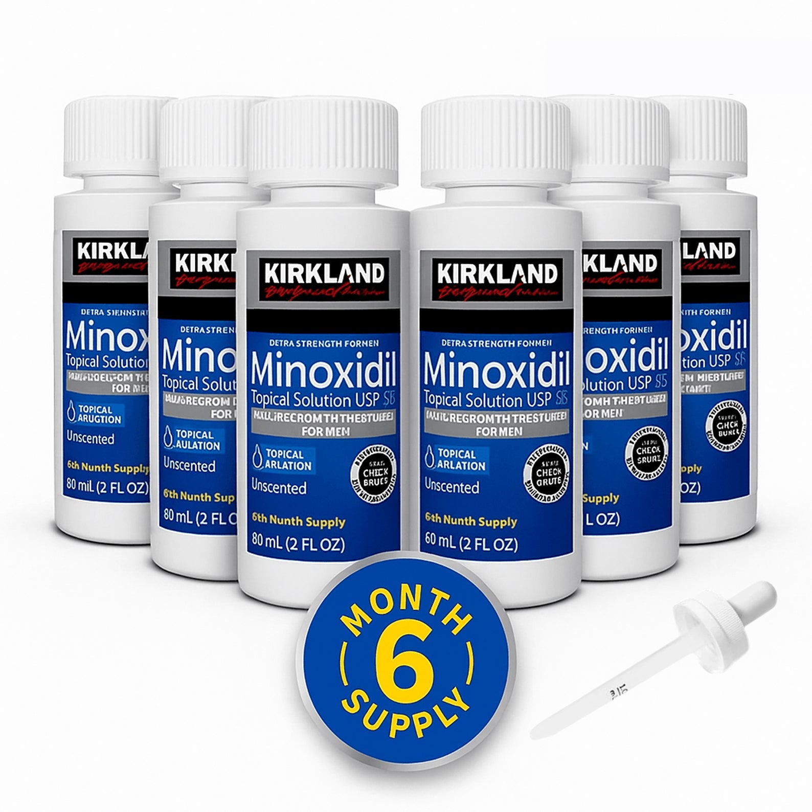 Kirkland Minoxidil Liquid Extra Strength Hair Regrowth Treatment, 5% Topical Solution, 6 Months Supply